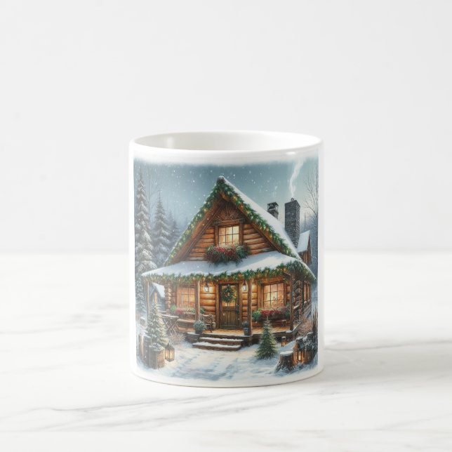 Caneca De Café Inverno Russo/Cabine de neve de Natal (Centro)