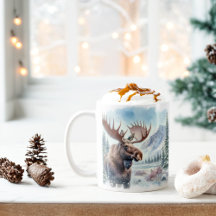 Inverno Vibes Watercolor Moose -