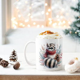 Caneca De Café Inverno Vibes Watercolor Ringtail -