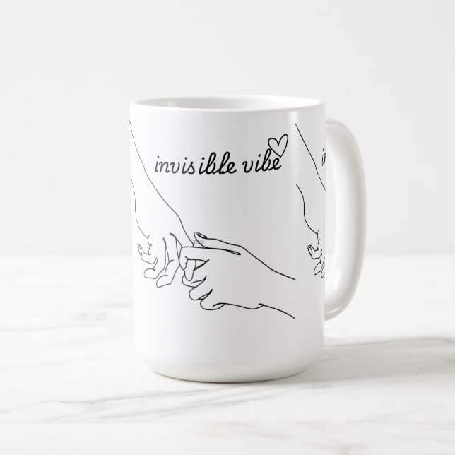 Caneca De Café Invisible Vibe Minimal Line Art Mug (Frente Esquerda)