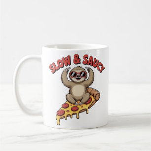 Caneca De Café Ioga de Preguiça Lenta e Temperamental Pizza Engra