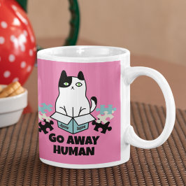 Caneca De Café Ir embora o gato humano em jigserra quebra-cabeça
