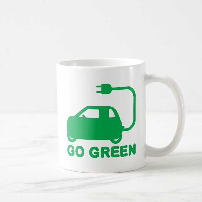 Caneca De Café Ir Verde ~ Dirigir Carros Elétricos (Direita)