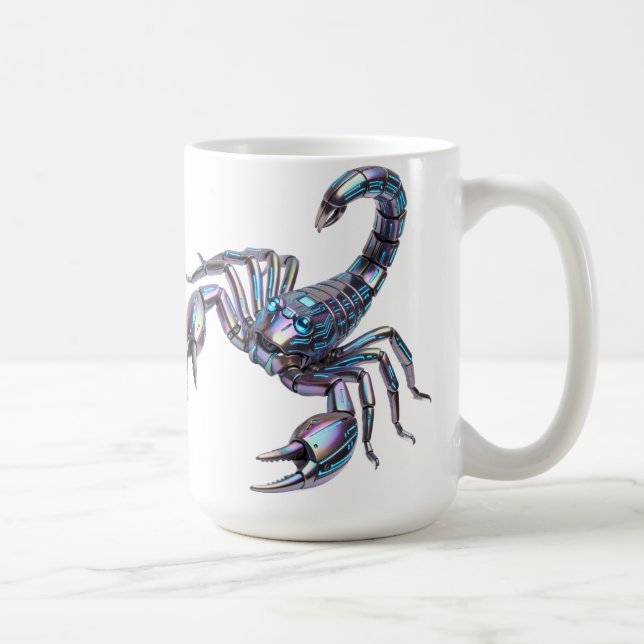 Caneca De Café Iridescent Cyber Scorpion Mechanical Art (Direita)