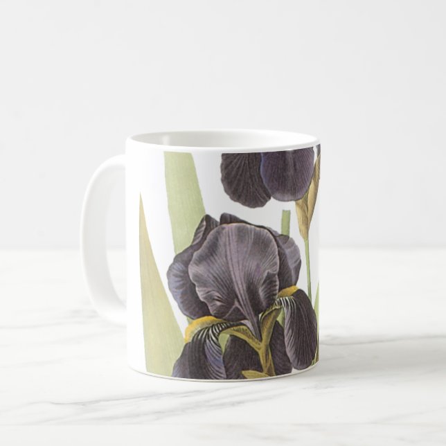 Caneca De Café íris com barba (Iris germanica) por Redouté (Frente Esquerda)