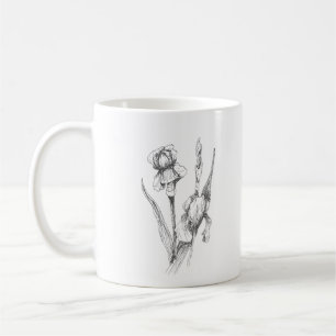 Caneca De Café Íris desenhada à mão, Arte Botânica, Impressão ori