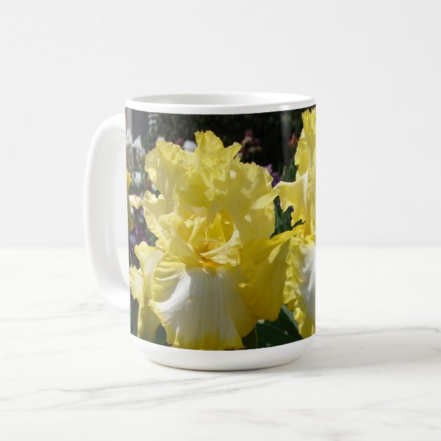 Caneca De Café Íris Íris Iris Irises Flores Amarelas Flores (Frente Esquerda)