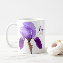Iris personalizável, nome de garota, flores roxas 