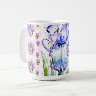 Caneca De Café Íris Pintada à Mão Flores Floral Aquarela