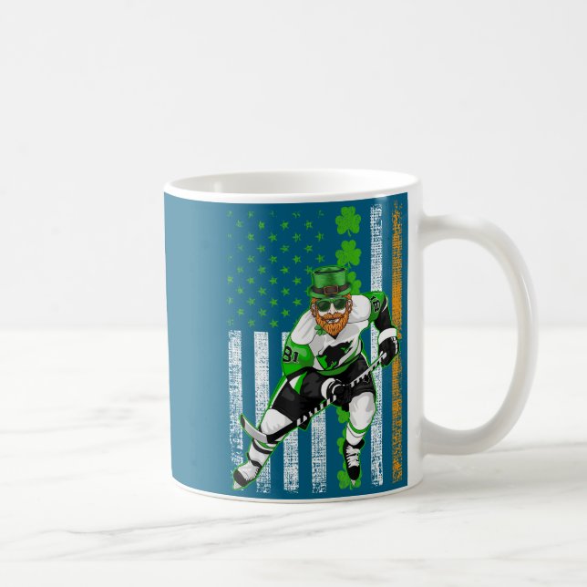 Caneca De Café Irish American Flag Lucky Hockey St. Patrick's Day (Direita)