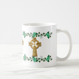 Caneca De Café Irish Celtic Cross e shamrocks