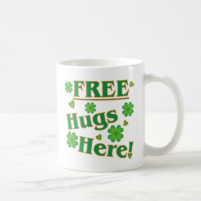 Caneca De Café Irish Free Hugs Aqui! Felizes trevos verdes (Direita)