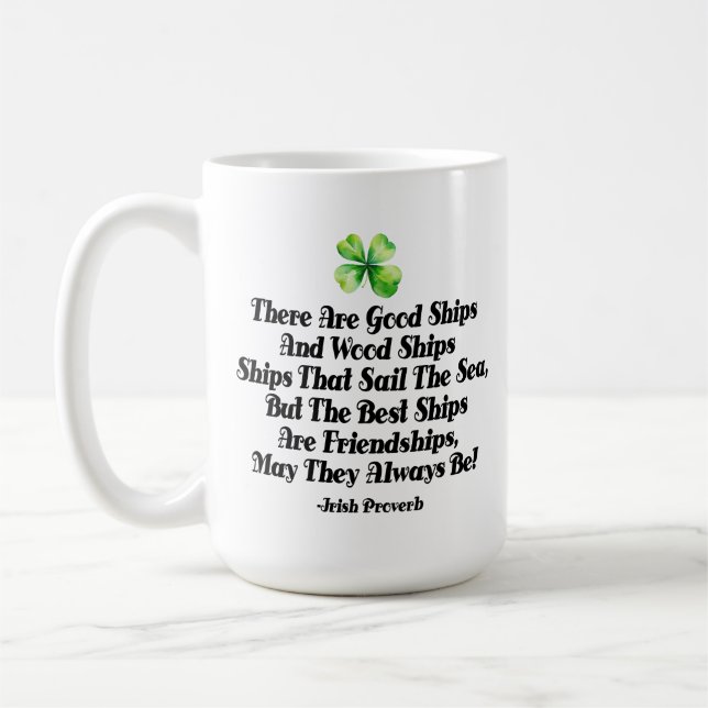 Caneca De Café Irish friendship proverb clover good ships friend (Esquerda)