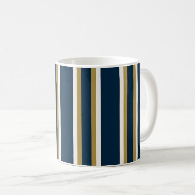 Caneca De Café Irish Polo stripes Blue and Gold  (Frente Esquerda)