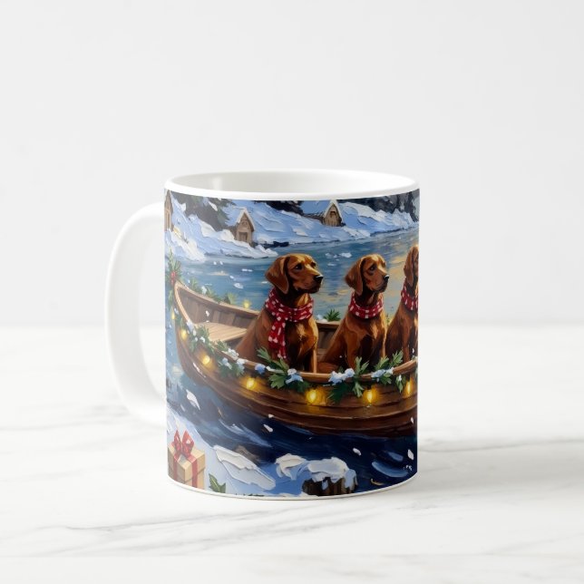 Caneca De Café Irish Red Setter Christmas Boat Holiday (Frente Esquerda)