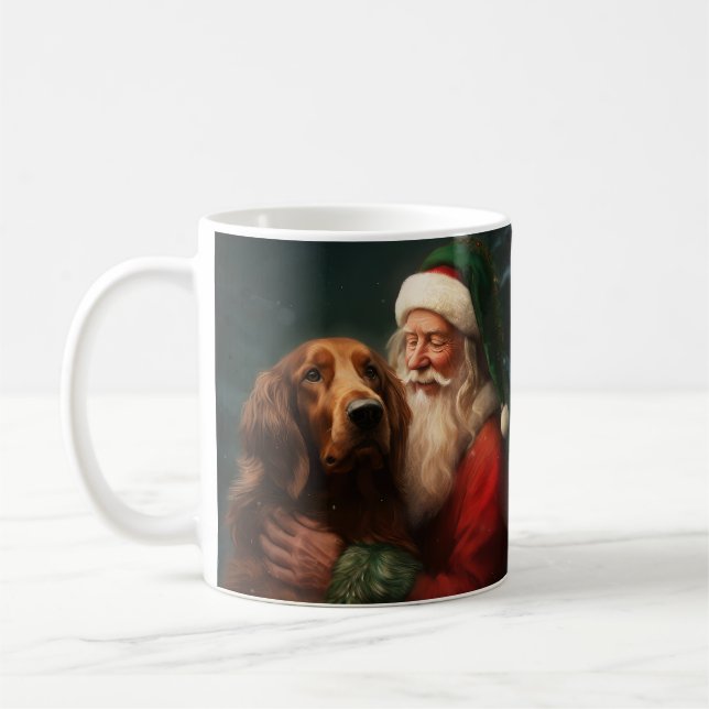 Caneca De Café Irish Red Setter Papai Noel Natal Festivo (Esquerda)