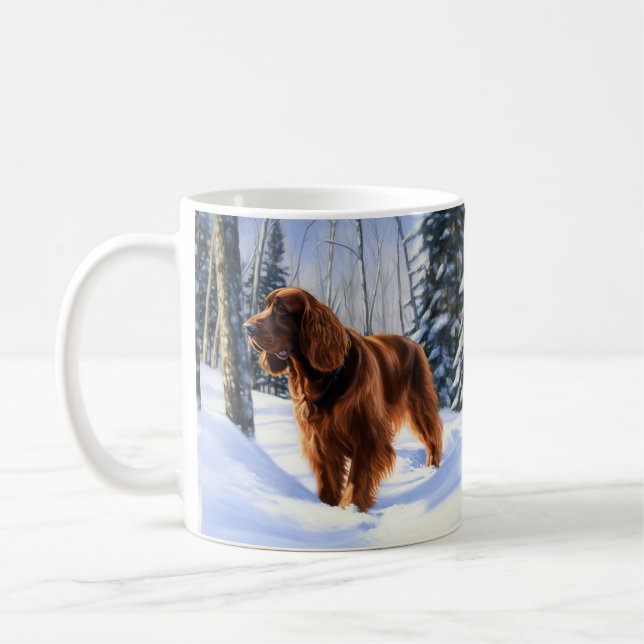Caneca De Café Irish Setter Deixe-o nevar no Natal (Esquerda)
