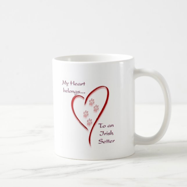 Caneca De Café Irish Setter Hearts Pertence (Direita)