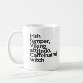 Caneca De Café Irish Temper, Viking Attitude, Bruxa Cafeinada
