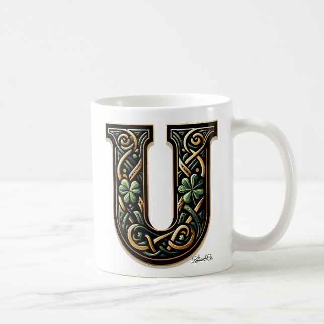 Caneca De Café Irish U Monogram Coffee Mug (Direita)