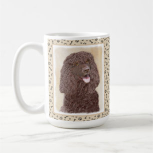 Caneca De Café Irish Water Spaniel Painting - Original Dog Art