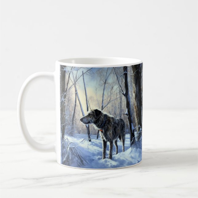 Caneca De Café Irish Wolfhound Deixe-o nevar no Natal (Esquerda)