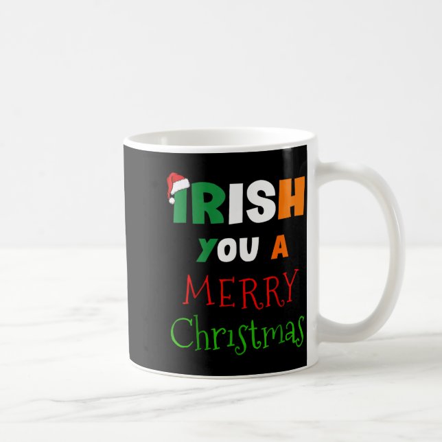Caneca De Café Irish You A Merry Christmas Ireland Flag Xmas Hat  (Direita)