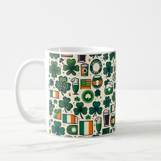 Caneca De Café Irlanda Bandeira Dia de São Patrício Celular Shamr (Esquerda)