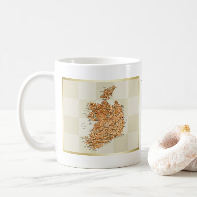 Caneca De Café Irlanda Sinalizador + Mapa Mug (Com Donut)