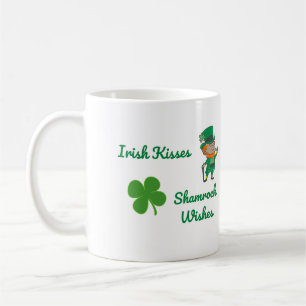 Caneca De Café Irlandês Kisses, Shamrock deseja um Leprechaun