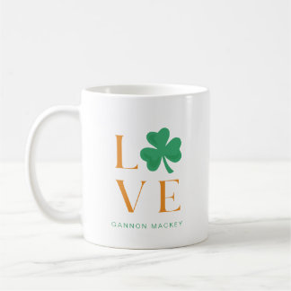 Caneca De Café Irlandês Shamrock Love Mug em laranja e verde