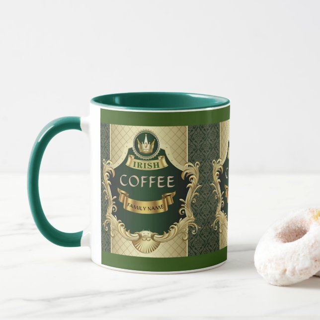 Caneca de Café Irlandês St, Caneca Personalizada d (Com Donut)