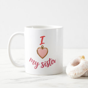 Caneca De Café Irmã Amor Eu Amo O Colar De Coração Da Minha Irmã