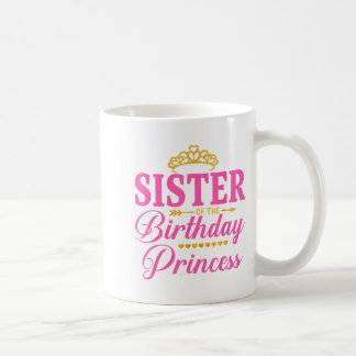 Caneca De Café Irmã da princesa aniversariante festa de garota