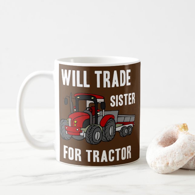 Caneca De Café Irmã de Trator Fazenda Engraçado (Com Donut)