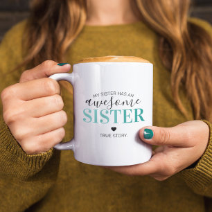 Caneca De Café Irmã Incrível Azul Turquesa Presente Para Irmãs