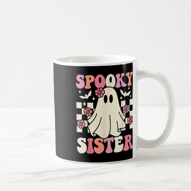 Caneca De Café Irmã Spooky Halloween Fantume Retro Groovy (Direita)