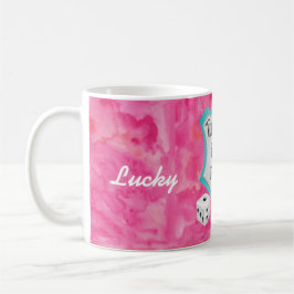 Caneca De Café Irmandade de Bunco Rosa, Monograma, Sortuda