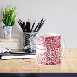 Caneca De Café Irmão Coelho Vermelho William Morris Patterno Mono