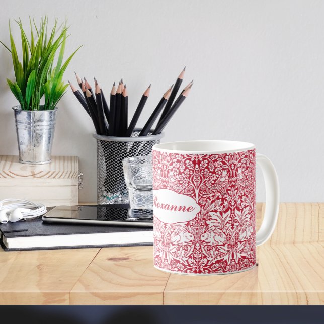 Caneca De Café Irmão Coelho Vermelho William Morris Patterno Mono (Criador carregado)