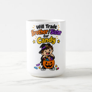 Caneca De Café Irmãos Engraçados no Halloween Trocarão Irmão Irmã