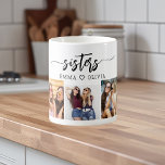 Caneca De Café Irmãs 3 Colagem de Fotos Mantendo Presente<br><div class="desc">Celebrar o vínculo especial da irmandade com as Irmãs 3 Foto Collage Keepsasaet Gift Coffee Mug. Esta linda caneca mostra uma colagem de três fotos queridas, capturando momentos memoráveis compartilhados com suas irmãs. Feito com materiais de alta qualidade, é perfeito para beber bebidas favoritas e lembrar os bons tempos. O...</div>
