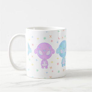 Caneca De Café Irmãs Gêmeas Alien Pastel Kawaii Cósmico Fofo