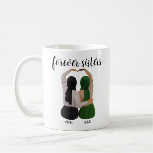 Caneca De Café Irmãs para sempre personalizadas presentes Hijabi