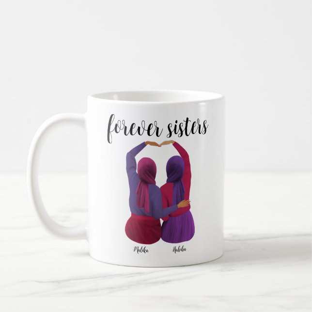 Caneca De Café Irmãs para sempre personalizadas presentes Hijabi (Esquerda)