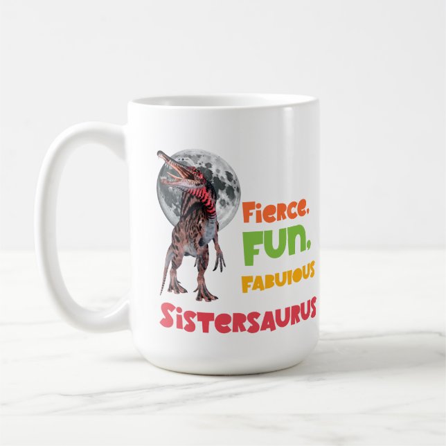 Caneca De Café IrmãsSaurus Esquadrão de Dinossauros Irmãs Combina (Esquerda)
