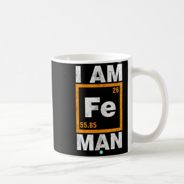 Caneca De Café Iron (fe) Man Funny Periodic Elemen Gift  (Direita)
