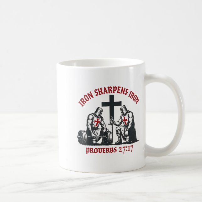 Caneca De Café Iron Sharpens Iron Bible Scripture Christian Gym W (Direita)