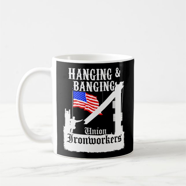 Caneca De Café Ironários Sindicais Prendendo Bandeira Americana (Esquerda)