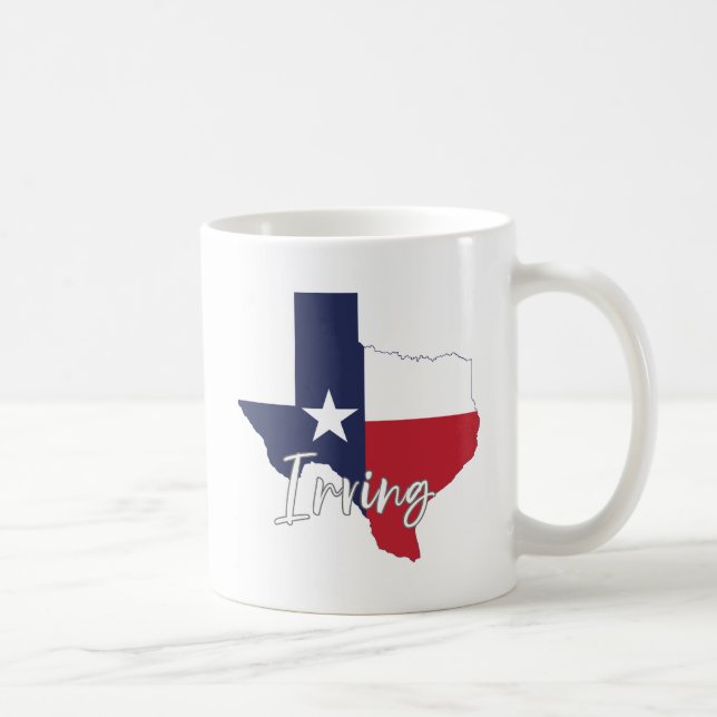 Caneca De Café Irving, Texas Flag Map (Direita)